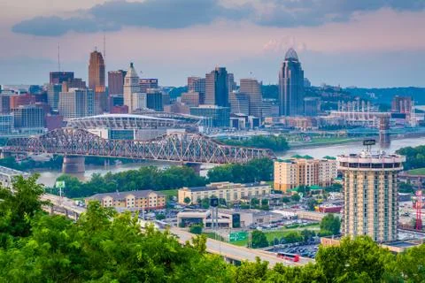 View of Cincinnati, from Devou Park in Covington, Kentucky. Fotos de archivo