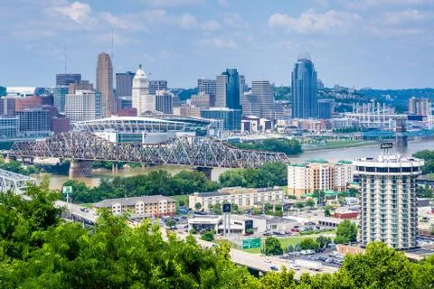 View of Cincinnati, from Devou Park in Covington, Kentucky. Fotos de archivo