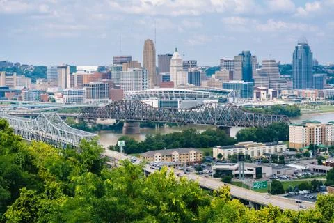 View of Cincinnati, from Devou Park in Covington, Kentucky. Fotos de archivo