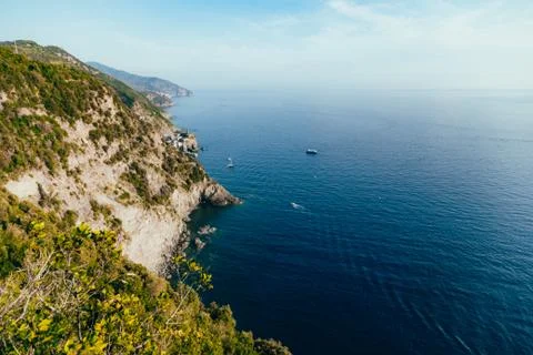 View of the Cinque Terre coast. Stock Photos
