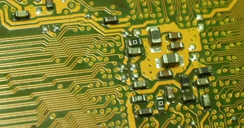 View of a circuit board with processor and line chip computer electrical Vídeo Stock 336585389