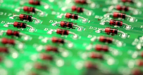 View of a circuit board with processor and line chip computer electrical Vídeo Stock 336585394