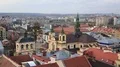 View on city and Church of Blessed Virgin Mary in Ivano-Frankivsk city, Ukraine HD Footage
