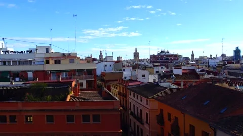 View of the city and stone roofs Spain Valencia Stock Footage 233738515