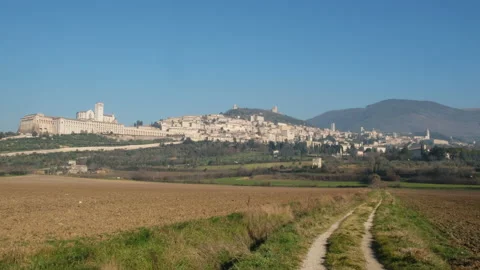 View of the city of Assisi Stock Footage 130257759