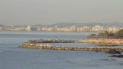 View of the city beach of Malaga Stock Footage 81767195