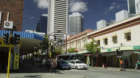 View of City Center intersection Barrack &amp; Murray Street 스톡 동영상 61416805