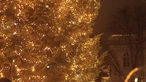View of city christmas tree light close up Stock Footage 145417461