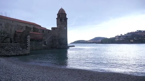 View of the city of Collioure Stock Footage 74174609