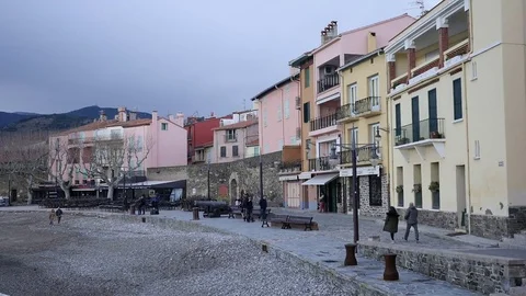 View of the city of Collioure Stock Footage 74174622