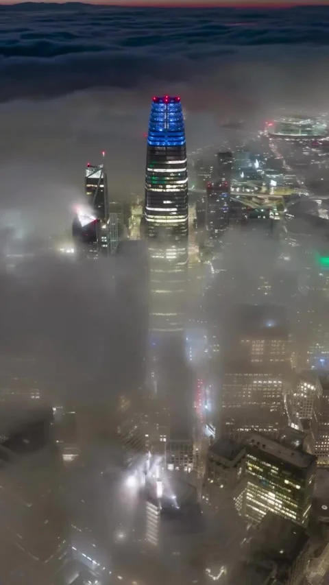 View of the city covered with clouds Stock Footage 270164476