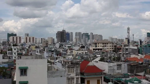 View of the city in the day time on May, 2017 in Ho Chi Minh city, Vietnam Stock Footage 75741504