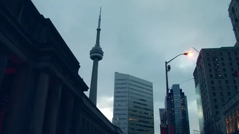 View of city at dusk Vídeo Stock 237698663