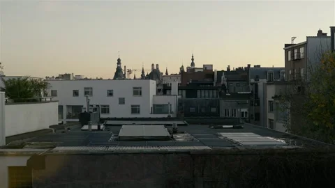 View of city flats and roofs in european city 動画素材 221581563