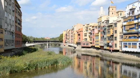 View of the city of Girona, Spain Stock Footage 48140132