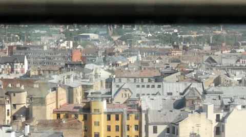 View of the city from going down the lift Stock Footage 35286719