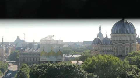 View of the city from going up the Elevator Stock Footage 35287812