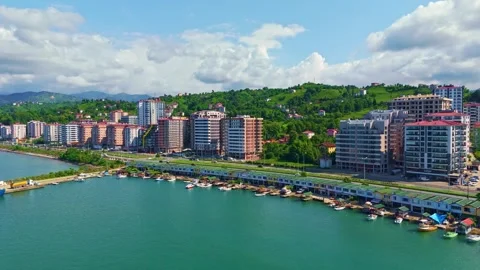 View a city with a harbor and. Stock Footage 284684014