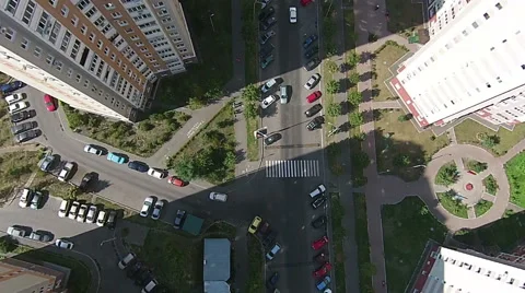 View of the city from a height. Camera rises upward Stock Footage 55490128