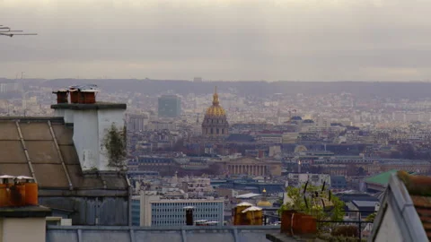 View of the city from the highest point in Paris. Roofs of Parisian houses Stock Footage 229402400