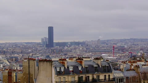 View of the city from the highest point in Paris. Roofs of Parisian houses Stock Footage 229402512