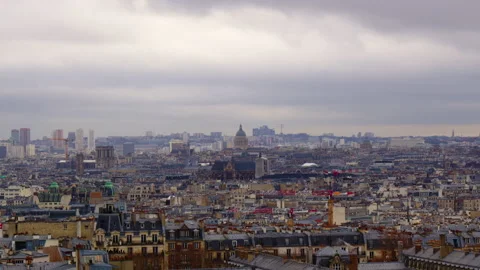 View of the city from the highest point in Paris. Roofs of Parisian houses Stock Footage 229474913