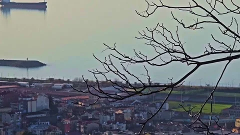 A view of a city from a hill Stock Footage 273000422