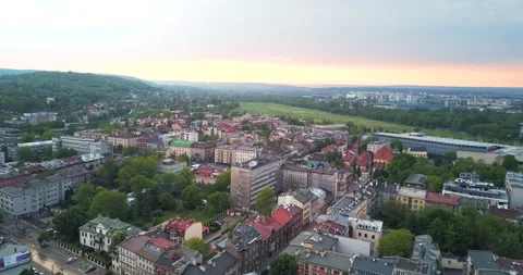 View of the city. Krakow at sunset Stock Footage 130562708