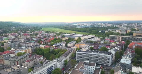 View of the city. Krakow at sunset Stock Footage 130562855