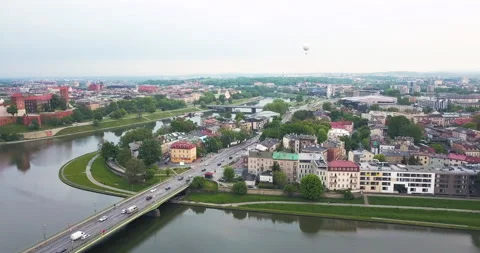 View of the city. Krakow at sunset Stock Footage 130564417