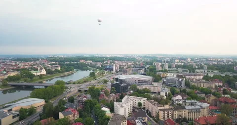 View of the city. Krakow at sunset Видео 130565548