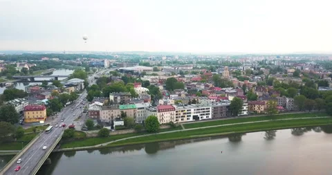 View of the city. Krakow at sunset Видео 130567141