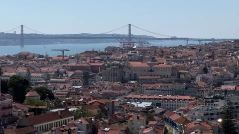 View of the city of Lisbon from the observation deck, Portugal Video stock 250293642