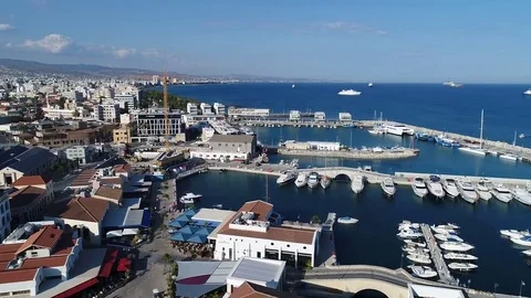 View of city marina in Cyprus Video stock 78355877