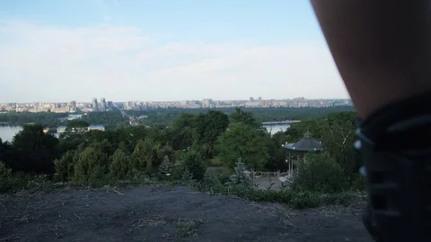The view of the city, the movement of the camera back, in the frame appear Stock Footage 112327533