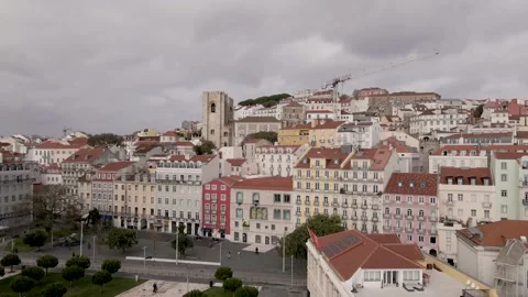 View of the city old town from top, Lisbon, Portugal. Stock Footage 155882832