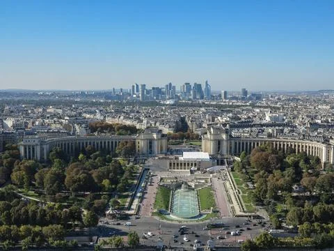 View of the city of Paris from the top of the Eiffel Tower view of the cit... Stock-Fotos