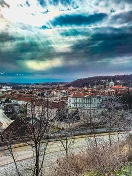 View of the City from a Park Foto stock