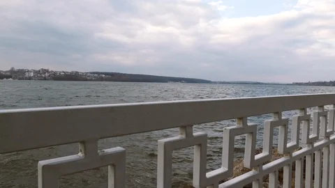View of the city pond. Late cloudy evening. Stock Footage 105092349