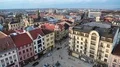 View on the city from Ratusha or Town Hall in Ivano-Frankivsk city, Ukraine HD Footage