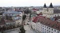 View on the city from Ratusha or Town Hall, Ivano-Frankivsk city, Ukraine HD Footage