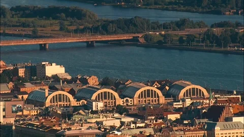 View of the city of Riga from above Stock Footage 245959776