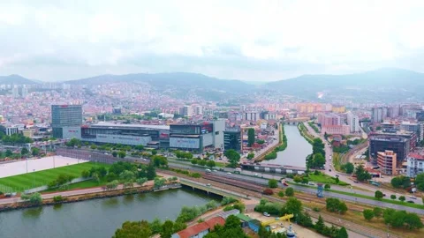 View a city with a river and. Stock Footage 284680962