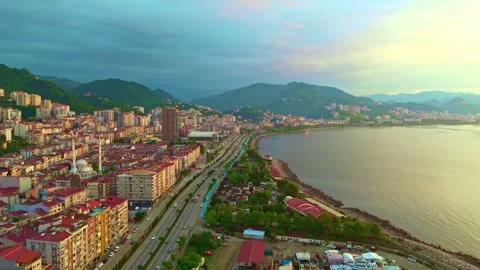 View a city with a river and. Stock-Footage 284683634