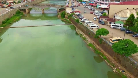 View a city with a river and. Stock Footage 284685321