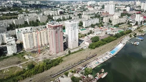 View of the city from the river. New high-rise buildings Stock Footage 136967183