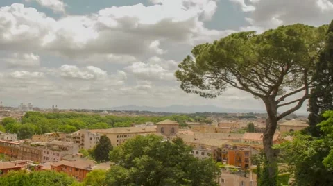 View of city of Rome with big tree,  Italy Stock Footage 68757737