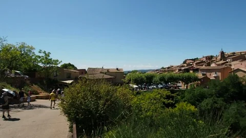 View of the city of Roussillon in 4k Stock Footage 96488147