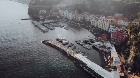 A view of a city with the sea Stock Footage 129140560