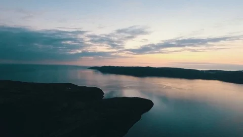 View of the city of Severomorsk from the sea Stock-Footage 104546145